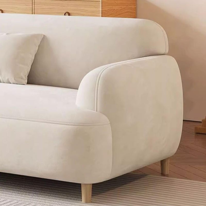 Comfynest Off-White Upholstered Sofa – Modern Recessed Arm Couch for Living Room - Image 4